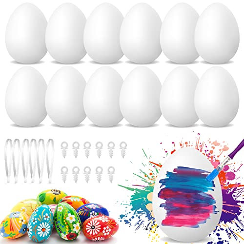 Rcllb Ostereier Plastik,zum Selbst Bemalen Beschriften,25 Stück Deko zum Aufhängen,Eier Kunststoff mit Seil Basteln,Osterdekoration zum Verzieren und Färben für Dekoration