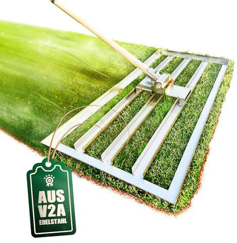 Happy Green Rasenrakel mit Stiel/Aus Edelstahl für perfekten Rasen Leveling Rake/Levelawn/Rasenrechen