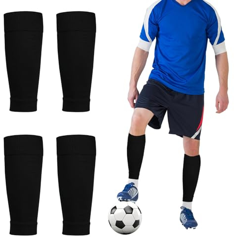 Wuluwala 2 Pack Pro Soccer Leg Sleeves Socks/Compression for Calf - over the calf, football, baseball, basketball, rugby, wrestling (Black)