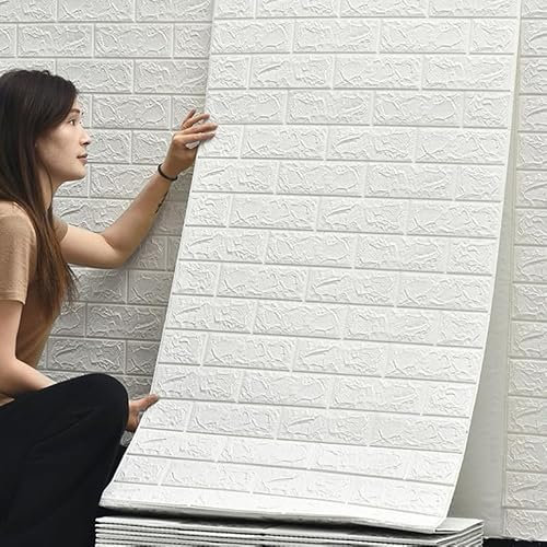 3D Wandpaneele Selbstklebend 70 cm x 5 M - Tapete Steinoptik Tapete Ziegel, Wasserdicht Wandaufkleber Ziegelstein, Wandtapete für Küche Schlafzimmer, Wohnzimmer, Hintergrund TV