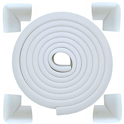 L Shape Furniture Table Edge Protectors Foam Off White 4m Edge + 4 Corners | high density NBR bumper, 4m x 3.5cm x 1.2cm, easy cut