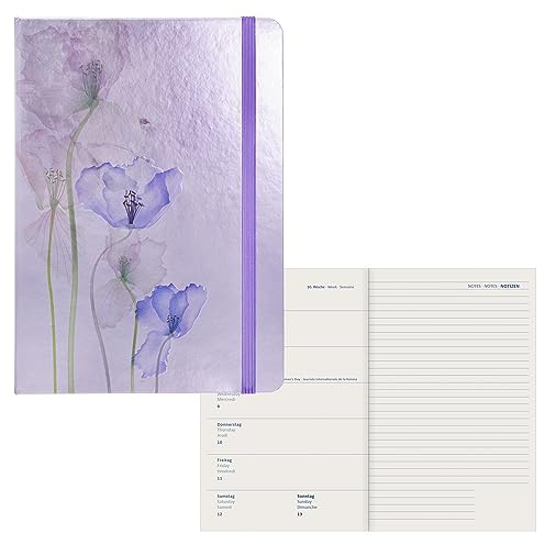 Idena 11064 - Terminkalender 2024, DIN A5, Blossom, 176 Seiten, 1 Woche auf 1 Seite, Agenda, Wochenplaner