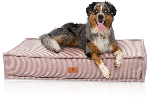 Knuffelwuff Hundekissen Lesedi aus Cord mit Handwebcharakter 135x90cm Rosa - Abnehmbarer Bezug - waschbar - für große, mittelgroße und kleine Hunde