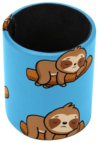 Sleep Sloth Pattern Desk Pen Holder, Pencil Pen Desk Organizers, Pencil Holder Pencil Case Cup Pencil Bag for Desk Office Pen Case for School, Kids