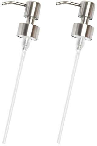 2 Pcs Pump Dispenser,Liquid Soap And Lotion Dispenser Pump Replacement,Stainless Steel Soap Dispenser Pump for Standard 28/400 (26 mm - 28mm) Neck Size for Kitchen Bathroom (Silver)