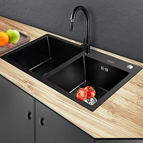 Lavello da Cucina Commerciale, con Rubinetto e gocciolatoio, con Kit di Scarico, lavabo da Cucina, per Ristorante, Cucina e casa (90 cm X 50 x m X 30 x m/35,4 x 19,6 x 11,8 Pollici)
