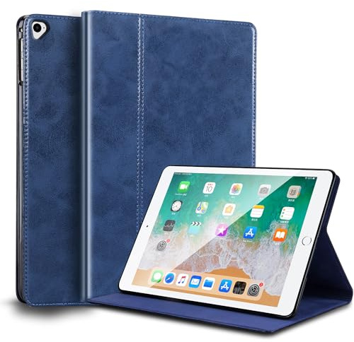 Gexmil Leder Hülle für iPad Pro 12.9 Zoll 2./1. Gen,2017/2015 | Smart Leder Cover/Flip,Auto Schlaf/Aufwachen,Schutzhülle Einstellbarer Ständer,Stoßfest,Rutschfest,Blau