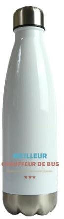 CADEAUX.COM - Gourde Personnalisable - Meilleur Chauffeur de Bus - Gourde Isotherme Personnalisée - 500ml - Bouteille Thermos avec Message - Idée Cadeau Original- Cadeau Homme - Cadeau Femme