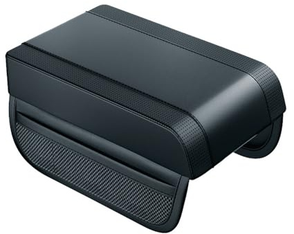 Shkalacar Auto Armlehnenkissen, Mittelarmlehne Abdeckung Aufbewahrungsbox mit Zwei Seitentaschen, Memory Schaum Universell Armlehnenbezug für Autositze SUV LKWs(Schwarz)