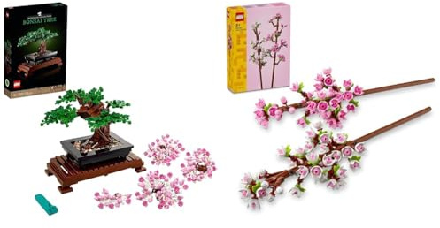 LEGO Icons Bonsái, Manualidades para Adultos, Decoración para el Hogar DIY & Creator Flores de Cerezo, Flores Artificiales de Decoración para Habitación y Accesorio