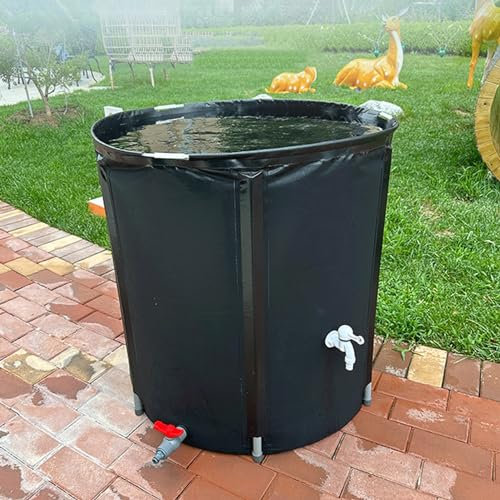 TRAGLO Faltbares Regenfass, großes Fassungsvermögen, Wassertank, Vorratsbehälter, Garten-Regenwassersammler mit 2,5 m langem Wasserrohr für die Wasserspeicherung, Zucht, Bewässerung (Size : 100L)