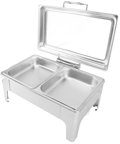 TOPINCN Chafing Dish Buffet-Set, Rechteckiger Deckel, Sichtbare Gerade Beine, Wärmer, Klappdeckel, Rechteckiger Dinner-Herd Zum Kochen, Restaurant, Klappdeckel, Hält Speisen Warm,