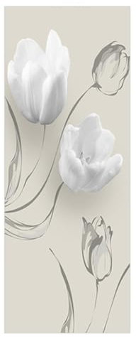 Pegatinas 3D Puertas auto adhesivas Flores blancas Mural Decoración de calcomanías de pared extraíbles XL, Palabra de puerta de flores blancas