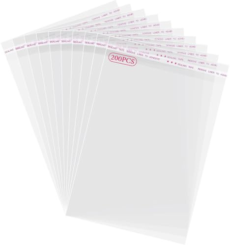 EIYVPRA 200 Stück Tütchen Selbstklebend 12x14+3cm Cellophantüten OPP Tütchen Transparent Kleine Tüten für Süßigkeiten Plastiktüten für Keksen Süßigkeiten Schmuck Kindergeburtstage