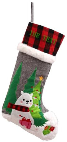 Generisch Weihnachtsstrumpf Personalisiert mit Namen Nikolausstrumpf weihnachtsstrümpfe Personalisierten Nikolausstiefel Personalisierter Nikolaussocke (45cm) Deko Weihnachten Fuer Kinder Familie (B)