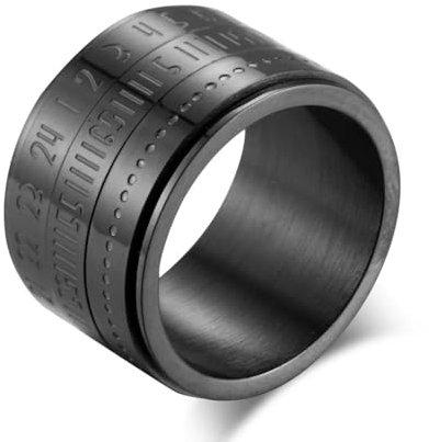 Hasdnker Ring Ringe Damen Bijouterie Herren Drehbare Ringe, Arabische Ziffern, Drehring Für Damen Und Herren, Modeschmuck, 9, Schwarz