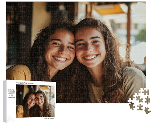 Personalised Photo Puzzle, Custom Jigsaw Puzzle,500/1000Pieces Personalized Wooden Puzzles, Customized Picture Puzzle,Mother's Day Birthday Wedding Gifts (Rectangle-1000PCS)