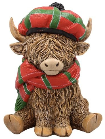 Lesser & Pavey Happy Highland - Figurines Tartan Motif Vache Highland pour décoration d'intérieur | Ornements idéaux, Cadeaux d'amitié pour Femmes et Hommes | Joli Centre de Table et Accessoires de