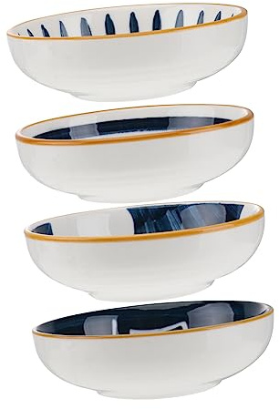 NUOBESTY Set of 4 Japanese Dipping Bowls Ceramic Sauce Plates for Appetizers Desserts