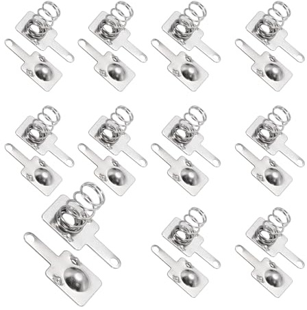QUARKZMAN 10 Ensemble de Plaques de Contact en Métal à Ressort 8mm x 9mm | de Batterie, Plaque de Conversion Unipolaire Positive Négative Nickelée pour Support de Batterie