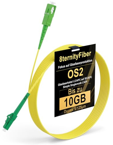 8ternityFiber Cable de fibra óptica LC/APC a SC/APC 1M/3FT, OS2 Simplex Singlemode 9/125µm para FTTH, opciones de longitud: 1M-50M, OD: 2MM LSZH