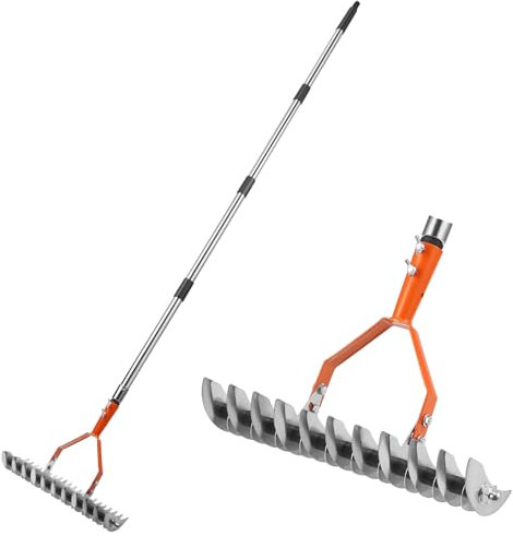 Gxpjycfob Thatch Rake, Scarifier for Lawn, Heavy Duty Thatching Rake, 170cm/67 Dethatcher Rakes with Adjustable Long Handle, Garden Rakes for Weeding, Dethatching, Cleaning Dead Grass, Loosening Soil
