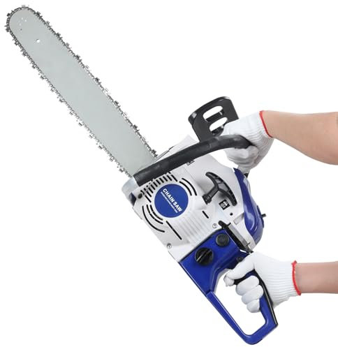 Sinuyie 58CC 20-inch Gas Chainsaw, 2-Cycle Gas Powered Chainsaw, Handheld Cordless Chain Saw Logging Saw for Wood Cutting, Tree Trimming, Blue