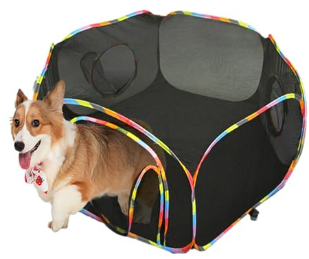 Outdoor Katzenzelt Tunnel - Faltbares Katzengehege | Tragbare Zelte für draußen | Geschlossenes Laufgitter mit Tunnel | Haustierzelte für Katzen, Kaninchen | Spielplatz Zwinger für Tierübung, Genuss