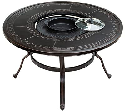 Mesa de Barbacoa Mesas de barbacoa for exteriores, patio, terraza, jardín, horno eléctrico, muebles for hornear de carbono, mesas de aluminio fundido for exteriores Mesa de Parrilla(110cm)