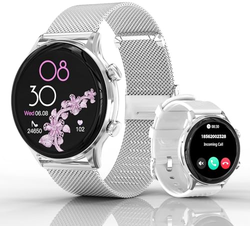 Smartwatch da donna, 1,77, Bluetooth, fitness Tracker, IP68, impermeabile, frequenza cardiaca/sonno/spO2/stress, 123+ modalità sportive, ciclo mestruale, orologi sportivi, smartwatch per iOS Android