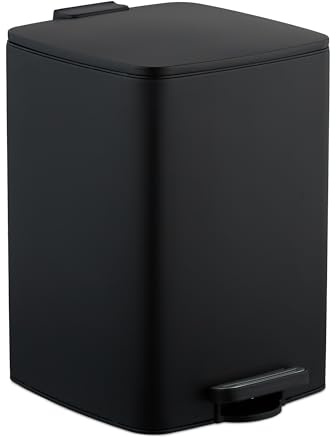 Relaxdays Poubelle de Cuisine, 20 litres, Design Moderne, Seau intérieur Amovible, pédale antidérapante, Noire
