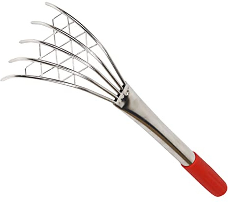 Kisangel Rastrello per Telline in Acciaio Inossidabile con Artigli per Scavare Conchiglie da Spiaggia, Manico lungo Ergonomico e Rete Resistente per Uso in Spiaggia