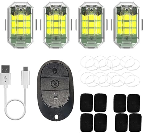 Lot de 4 ou 8 Lampes stroboscopiques for Drone avec télécommande, compatibles avec DJI Mini 2/SE/Mini3/Mini 3 Pro, Avata, Mavic 2/2S/3, vol de Nuit FAA(4Pcs)