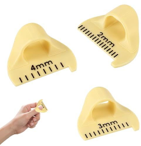Sewing Finger Ruler, 2/3/4mm Stitch Spacing Gauge, PLA Plastic Thumb Measuring Template for Consistent Stitches, Quilting, Embroidery & Hand Sewing Aid (Yellow)​ (3 Pcs)