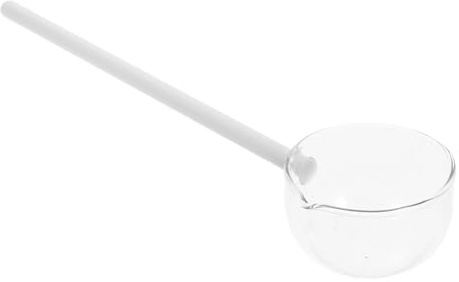 ROMISBABA High Borosilicate Glass Spoon with Long Handle Heat-Resistant Multi-use Kitchen Teaspoon for Soup Oil Milk Dispensing Japanese Style Tea Scoop and Elegant White Design