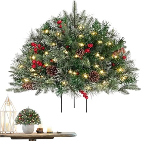 Sionhiuo Weihnachtsbaum Urnen Füller | Weihnachtsdeko Outdoor Terrasse | Funkelnde Zweige Deko für Festtage Garten Tisch Friedhof Weg - Winterliche Außendekoration für Herbst und Winter