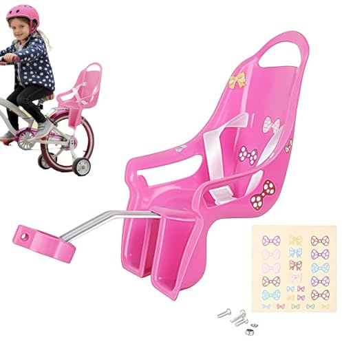 Générique Siège De Vélo De pour Enfant, Porte Poupee Velo avec Autocollants, Accessoire De Fixation pour Vélos, Accessoires De Vélo pour Enfant (Rose)