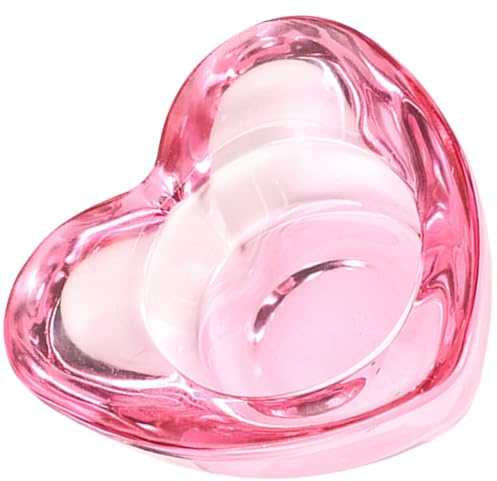 LOLIPPYY Pot à Ongles en Verre Cœur Petite Taille sans Couvercle Couleur Rose Accessoire Nail Art Manucure Soins des Ongles