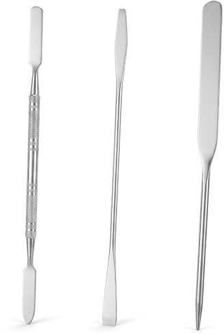 Thinp 3 stycken makeupspatlar av rostfritt stål, rostfritt stål foundation spatula kosmetik blandningssatel dubbeländad spatel professionell makeup ansiktsspatel för foundation läppstift concealer