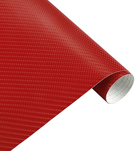 Könighaus (5,38€/m2 Rot 3D Carbon Autofolie 700 x 152 cm blasenfrei mit Anleitung