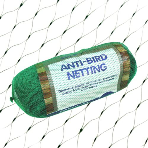 Suregreen Anti-Bird Netting | 2m x 50m | 15mm x 15mm Hole Size | Green | Bird, Pest & Animal Barrier | Extra Strong, Reusable & Durable Garden & Crop Protection