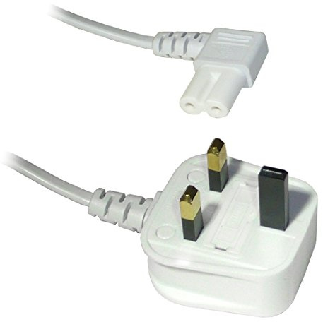 Figure Fig of 8 IEC C7 Mains Power Lead Cable - Right Angled/White 1.9M, 3M or 5M (1.9M)