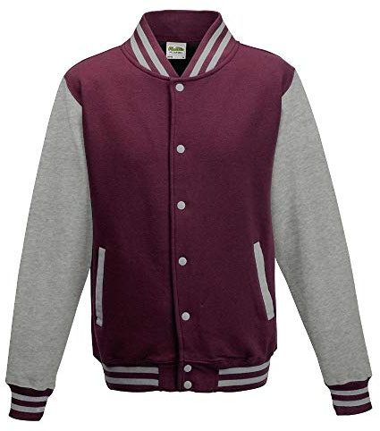 Just Hoods College Jacke 'Varsity Jacket, Burgunderrot/Grau meliert, L