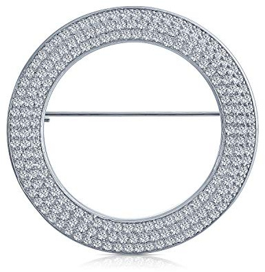 Kreis Des Lebens Pflaster CZ Klar Ewigkeit Rund Design Schal Brosche Anstecknadel Für Frauen Versilbert Mittelgröße 1,5 Durchmesser