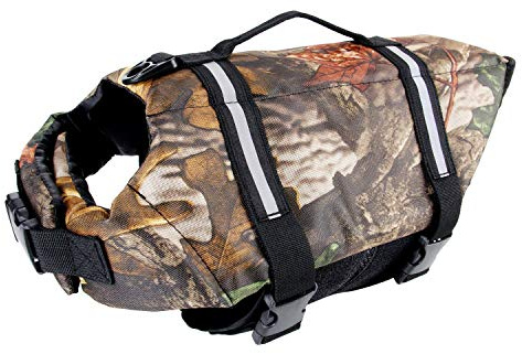 yoyoung Camo Pet Life Preserver Jacket,Camouflage Dog Life Vest with Adjustable Buckles,Dog Safety Life Coat for Swimming, Boating, Hunting | (XS, S, M, L, XL) …