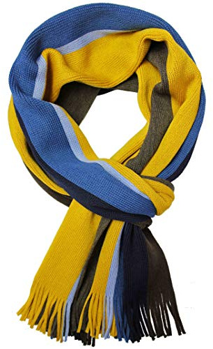 Sciarpa lavorata a maglia Sciarpa da uomo Warm & Soft Red Fox® Unisex in lana a righe multicolore (marrone giallo blu)