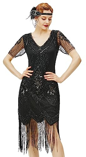 ArtiDeco Robe Soirée / Robe de Nuit pour Femme, Noir, XXL