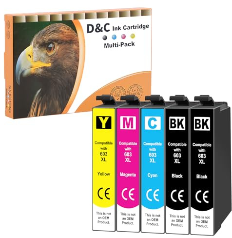 D&C 5X Druckerpatronen Kompatibel für Epson 603 XL - Workforce WF-2810 WF-2830 WF-2835 WF-2850 DWF, Expression Home XP-2100 Series XP-2105 XP-3100 Series XP-3105 XP-4105