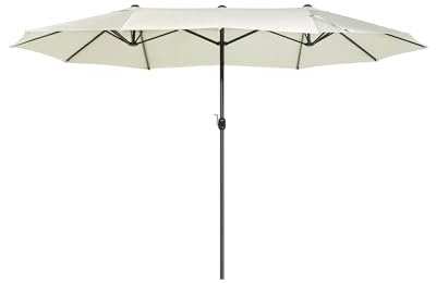 Beliani Schöner Doppelsonnenschirm in Beige aus Polyester/Aluminium Oval 270x460x247cm