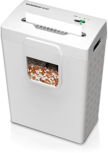 Aktenvernichter Shredcat 8250, 4x40 mm Partikelschnitt, Sicherheitsstufe P-4, 8 Blatt Kapazität, DSGVO-konform, 20L Abfallbehälter, Papierschredder für Büro und Homeoffice